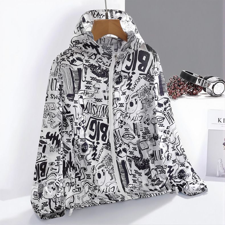 ultrathin，Camouflage sun protection clothing men's outerwear sports plus size breathable outdoor fishing skin couple hooded sun protection clothing, unisex