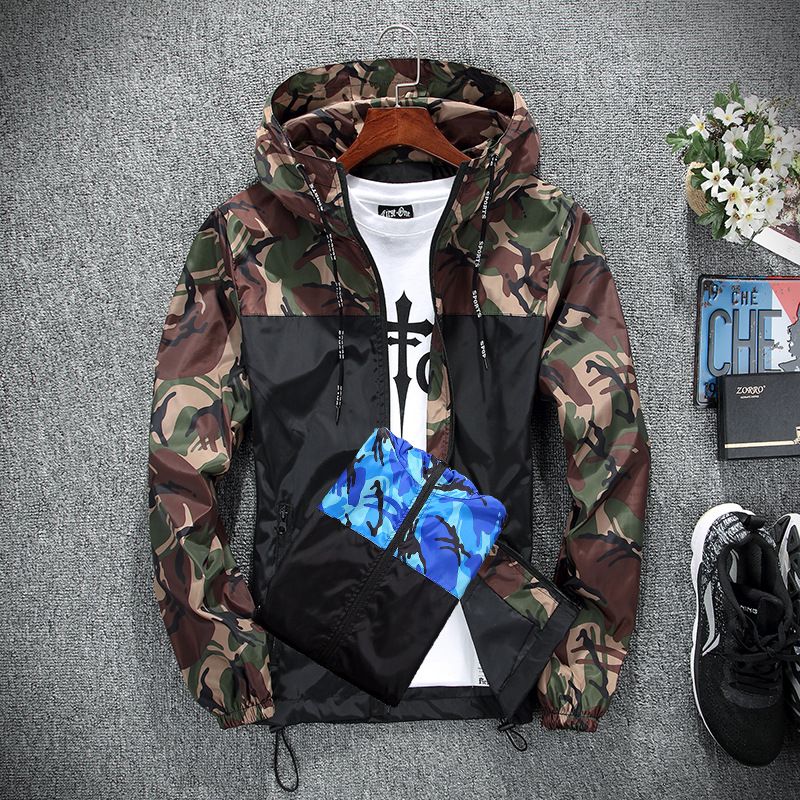 Men's jacket, new men's casual couple outdoor camouflage, jacket, Korean version slim fit, outerwear jacket, trendy