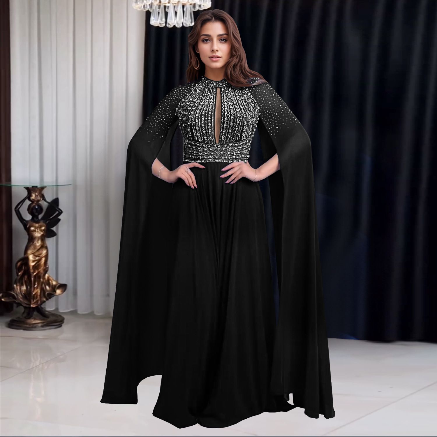 AliExpress, Amazon, European and American Fashion Women's Dress, Style, Hot Diamond Sexy Long Dress, Banquet Dress,long dress,