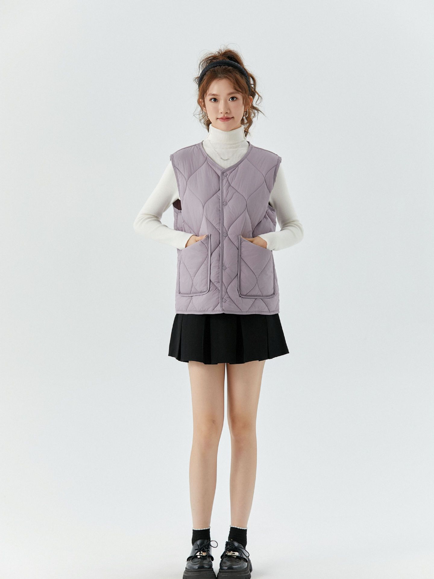 Ladies' warm, enlarged and thickened, flannel inner layer, camisole, women's style, lamb wool, buttons, casual cotton vest for outer wear