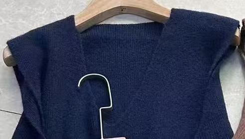 Solid color knit, women's vest, new style, loose outer layer, layered lace up, pullover and camisole, Amazon bestseller