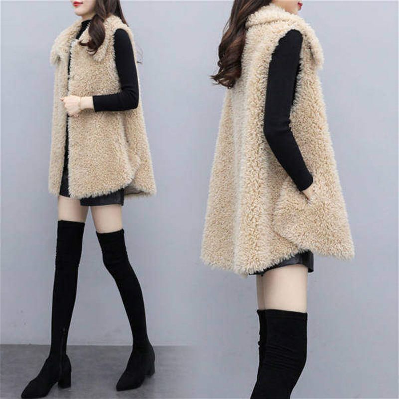 Lamb plush vest, women's new style, integrated fur and leather, medium to long style, loose clip, coat jacket