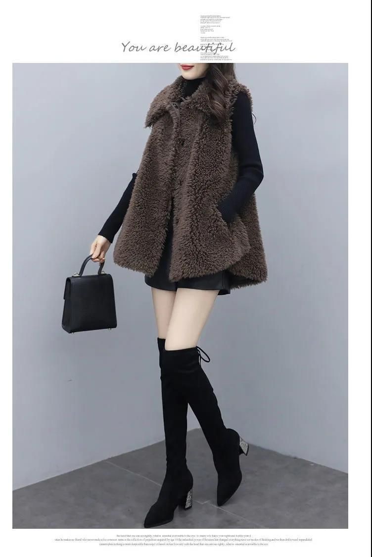 Lamb plush vest, women's new style, integrated fur and leather, medium to long style, loose clip, coat jacket