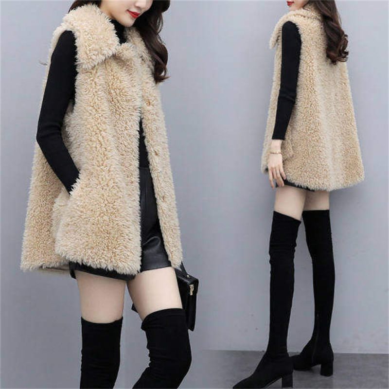 Lamb plush vest, women's new style, integrated fur and leather, medium to long style, loose clip, coat jacket