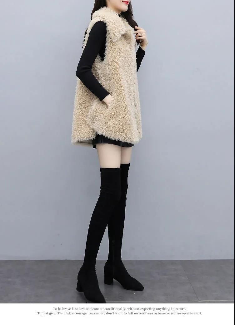 Lamb plush vest, women's new style, integrated fur and leather, medium to long style, loose clip, coat jacket