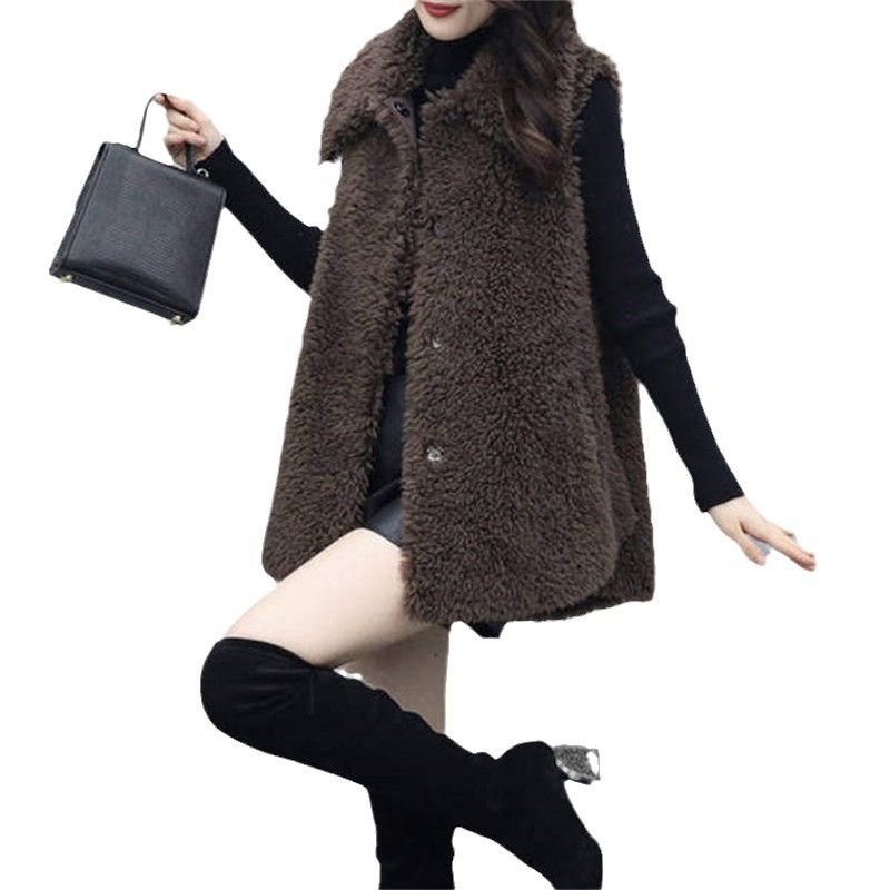 Lamb plush vest, women's new style, integrated fur and leather, medium to long style, loose clip, coat jacket