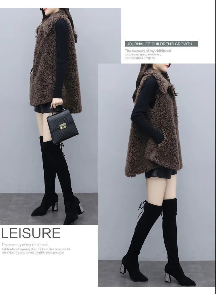 Lamb plush vest, women's new style, integrated fur and leather, medium to long style, loose clip, coat jacket