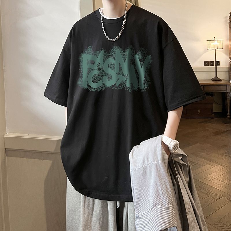 2 pcs/ 1 set,Trendy brand short sleeved T-shirt men's pure cotton summer thin shorts set two-piece ice silk loose casual men's outfit