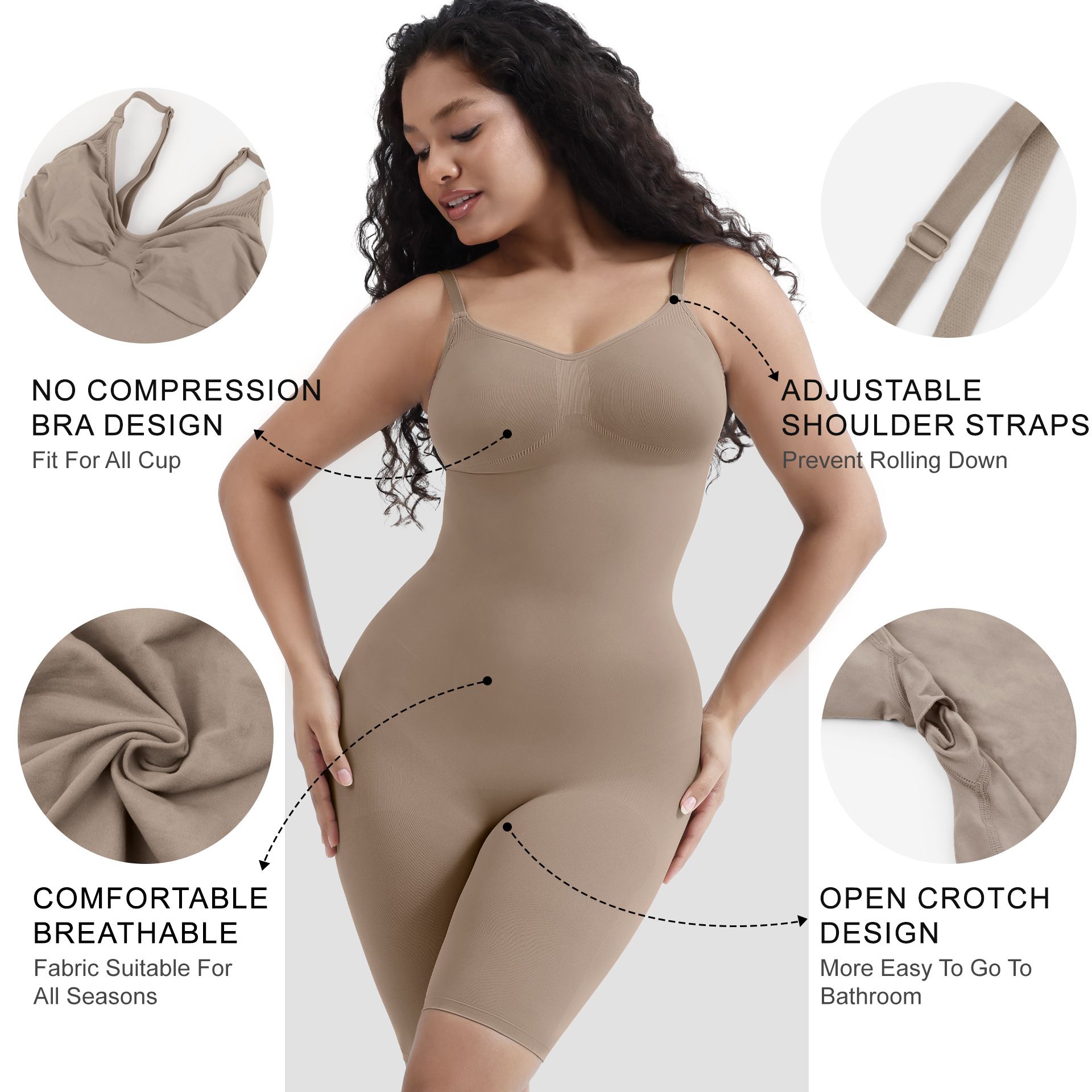 High quality European and American jumpsuit, women's style, seamless one-piece, encrypted jumpsuit, Skim abdominal compression jumpsuit shapewear
