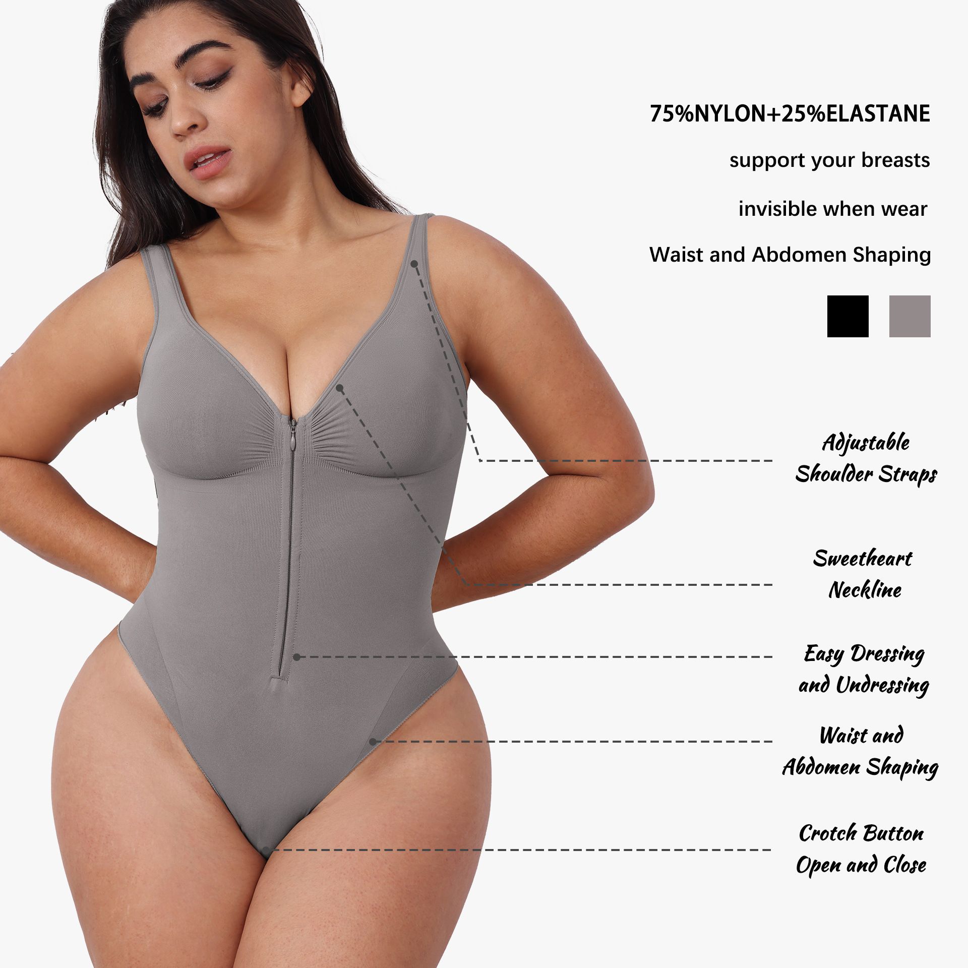 High quality European and American jumpsuit, women's style, seamless one-piece, encrypted jumpsuit, Skim abdominal compression jumpsuit shapewear