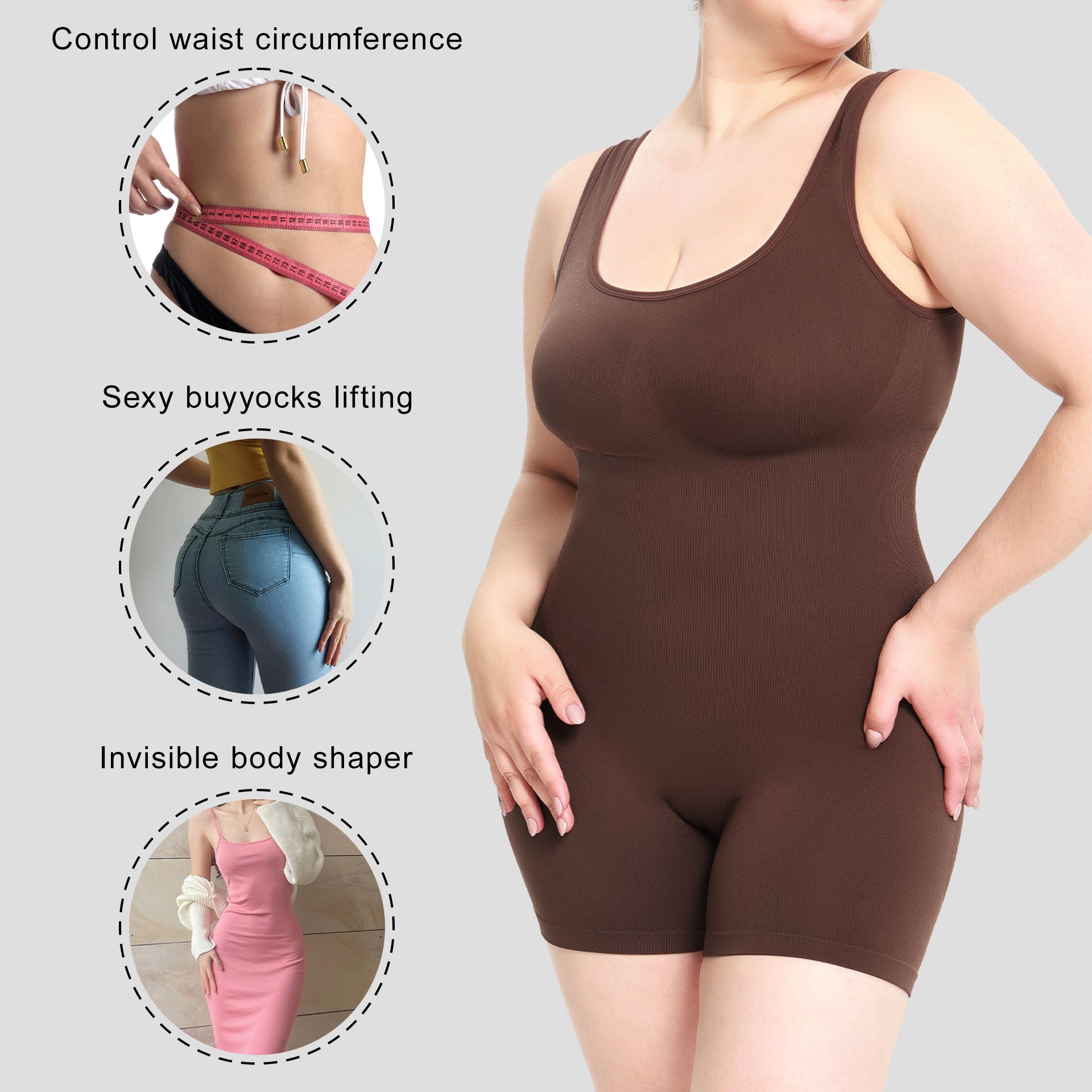 High quality and high-density, European and American style jumpsuit, women's tight fitting clothing, one-piece shapewear, and body shaping vest