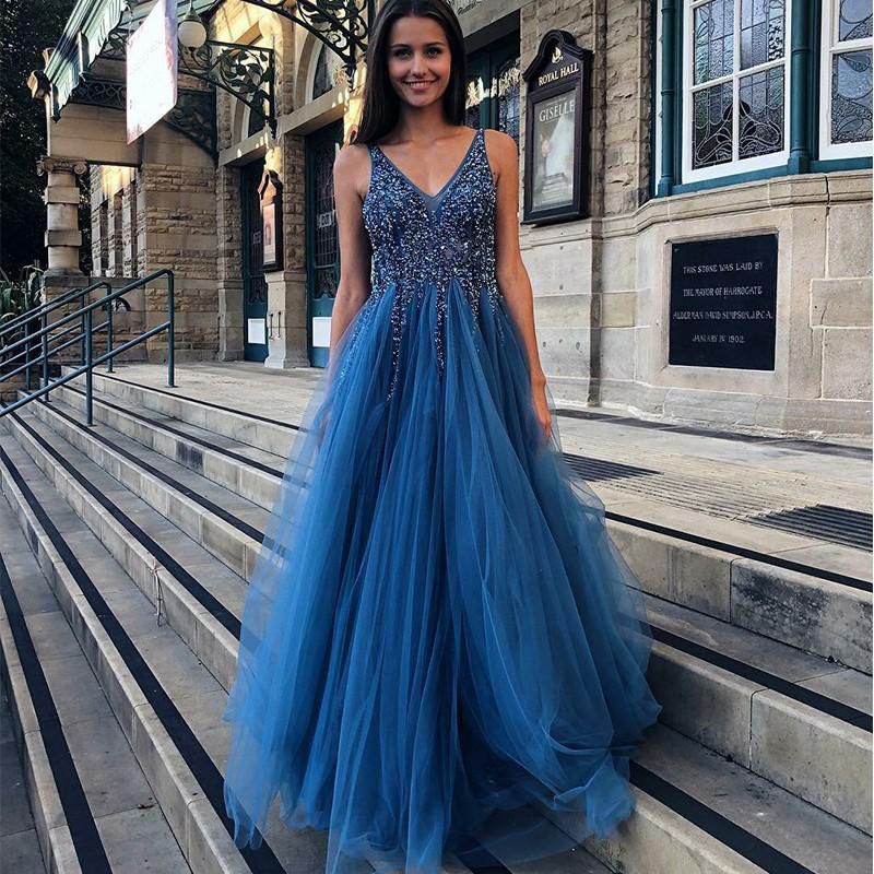 New European and American Mesh Splicing Dress Deep V-neck Sexy Dress Amazon Wedding Dress Evening Dress