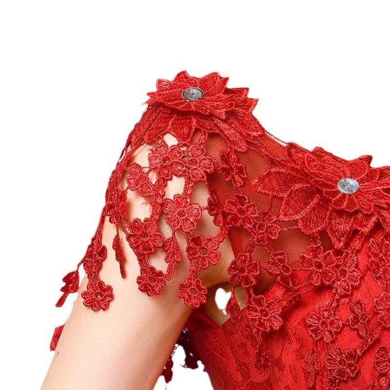 Starry Sky Red, Light Wedding Dress, V-neck, Bridal, New Style, Female, Large Size, Amazon Hot Sale