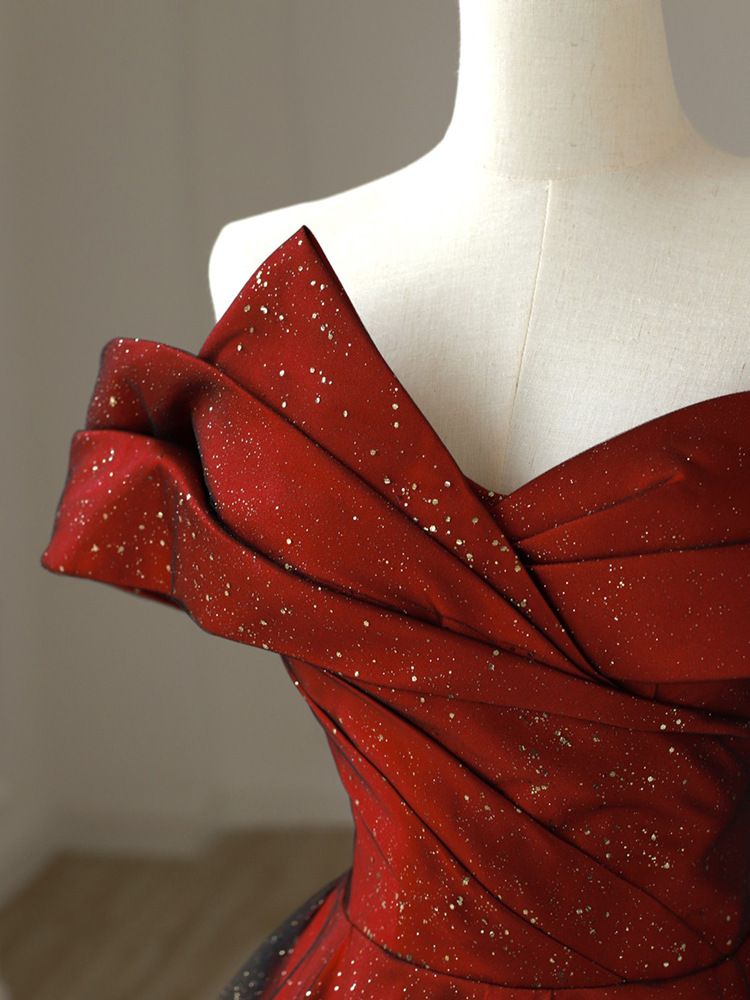 xs to 8xl,Pregnant women can wear a French style toast dress with a one shoulder red wedding dress in plus size, fat mm, slimming off the bride's wedding engagement dress