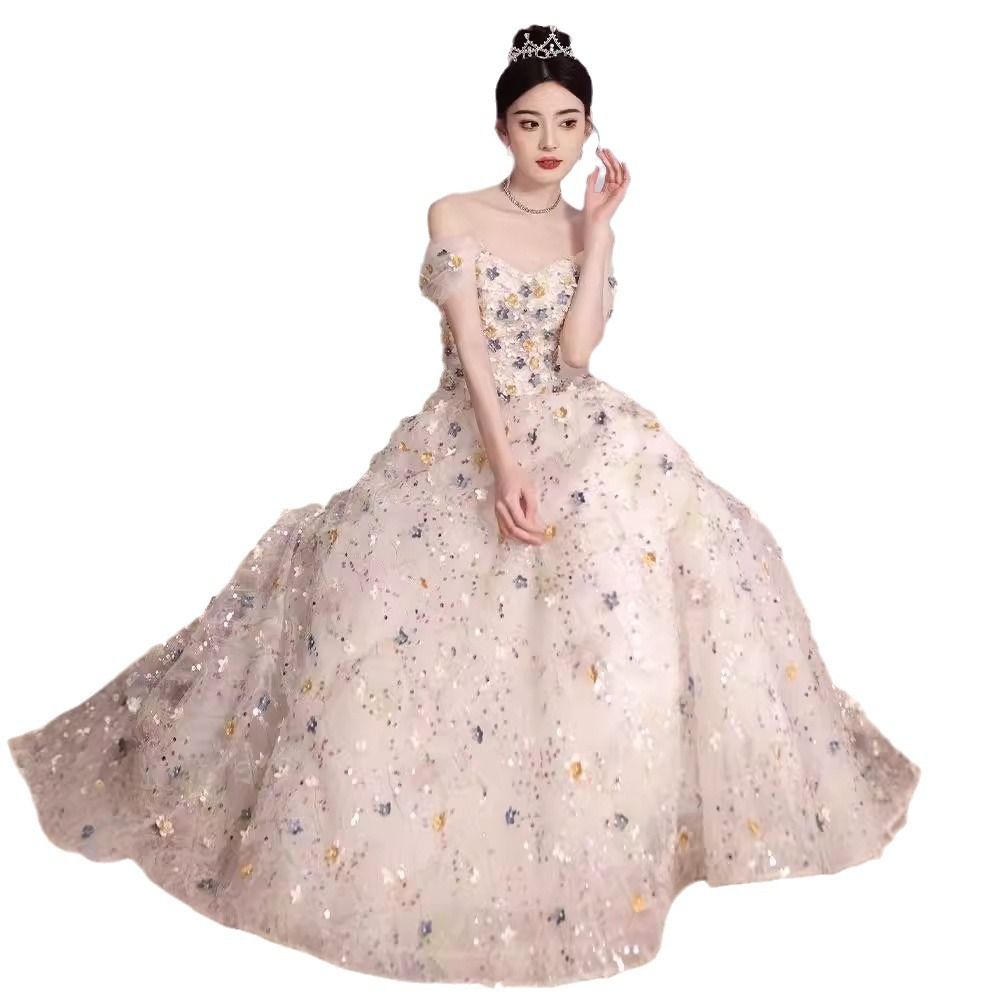 Starry strapless dresses, floral evening gowns with a high-end feel, new styles for birthdays, parties, hosting, coming of age ceremonies, dresses for autumn