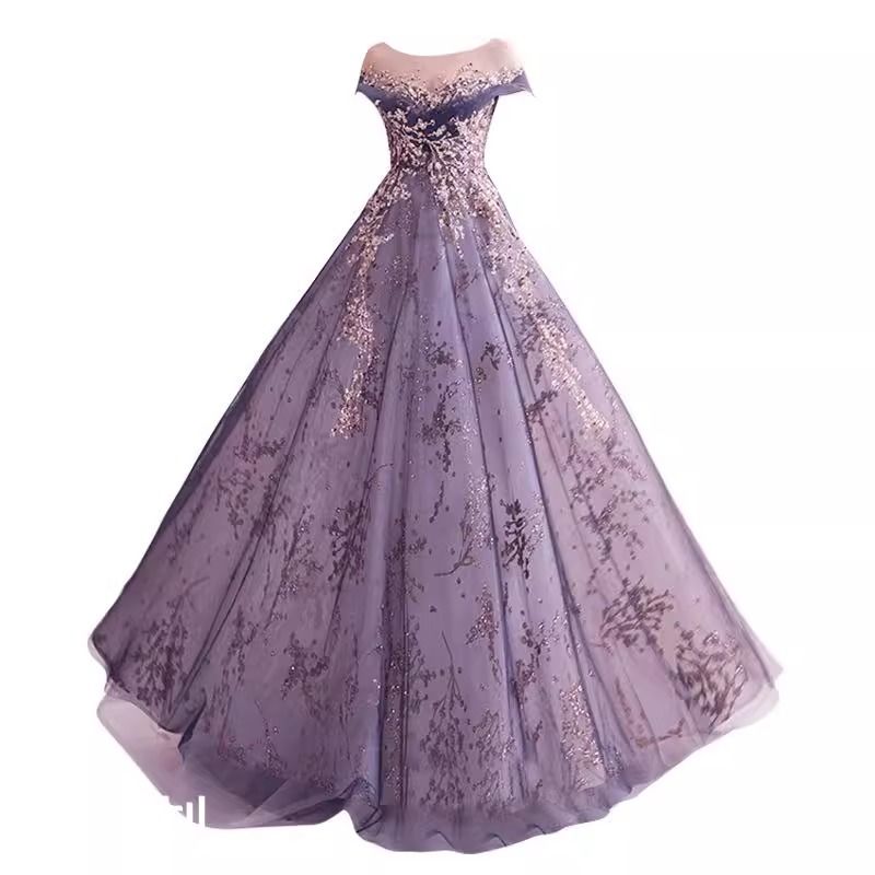Wedding dress, European and American queen purple aura, formal dress, annual party birthday runway dress, host performance, runway evening dress