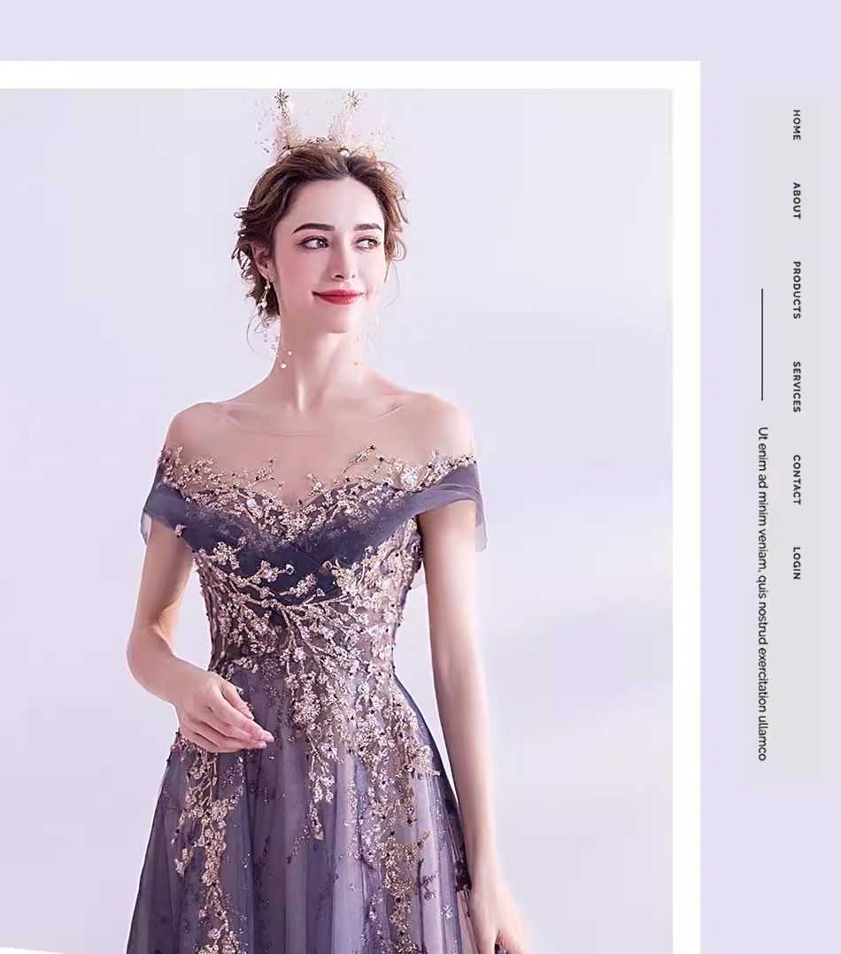 Wedding dress, European and American queen purple aura, formal dress, annual party birthday runway dress, host performance, runway evening dress