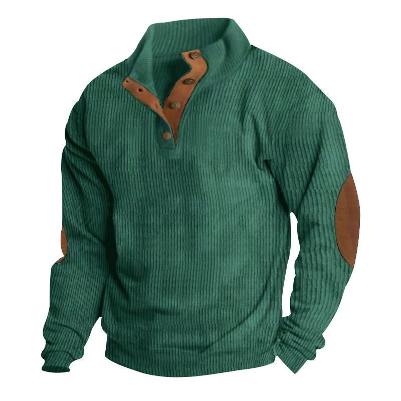 New in stock men's clothing hot selling outdoor casual long sleeved sportswear stand up collar corduroy sweatshirt