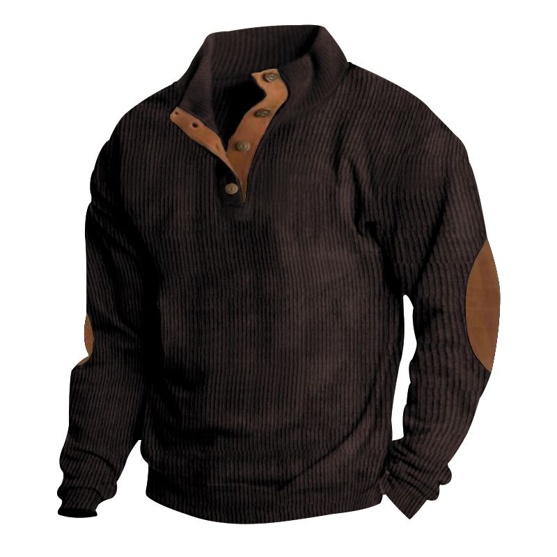 New in stock men's clothing hot selling outdoor casual long sleeved sportswear stand up collar corduroy sweatshirt