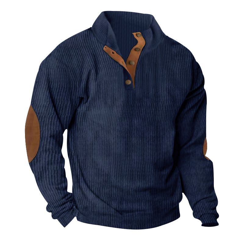 New in stock men's clothing hot selling outdoor casual long sleeved sportswear stand up collar corduroy sweatshirt