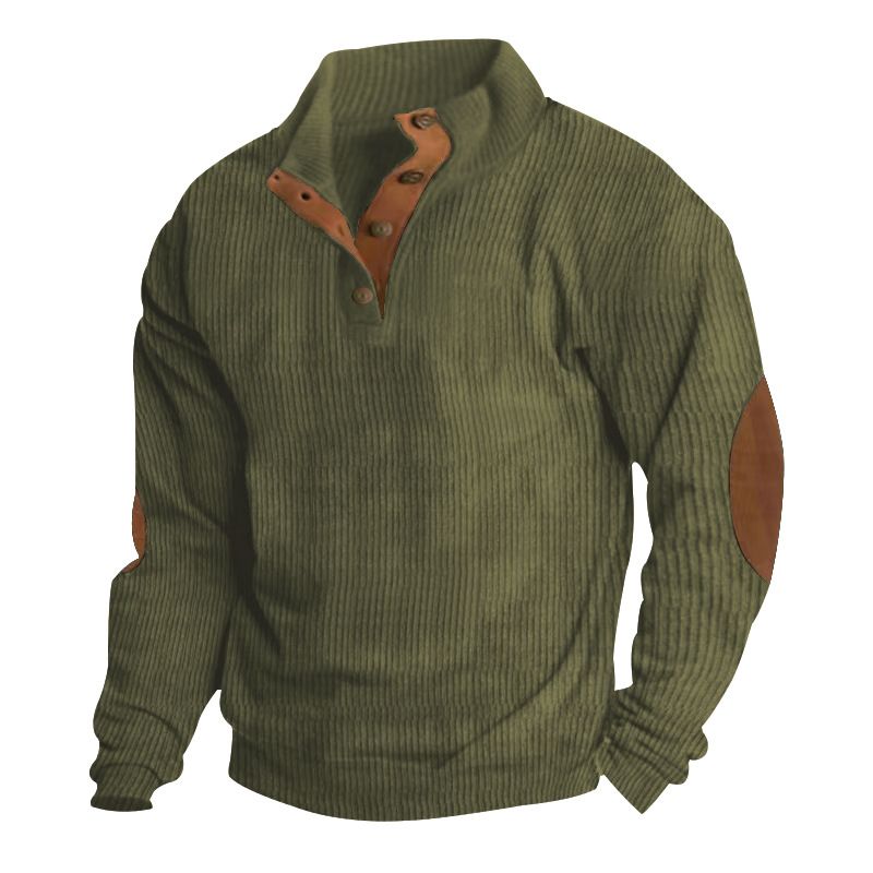 New in stock men's clothing hot selling outdoor casual long sleeved sportswear stand up collar corduroy sweatshirt