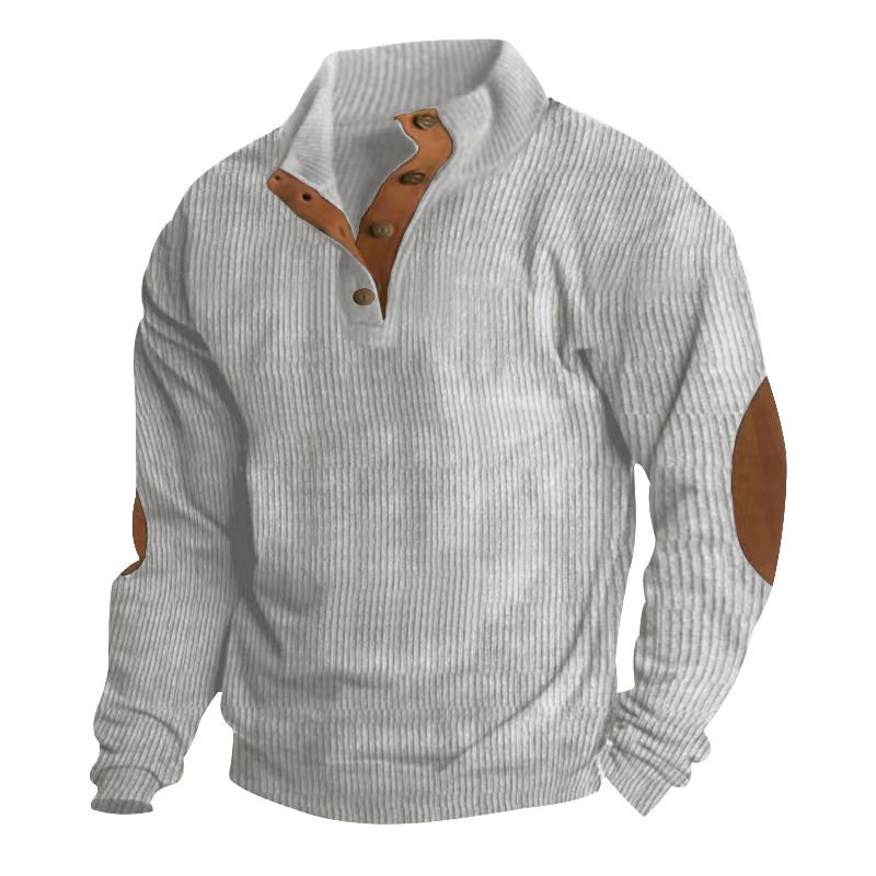 New in stock men's clothing hot selling outdoor casual long sleeved sportswear stand up collar corduroy sweatshirt