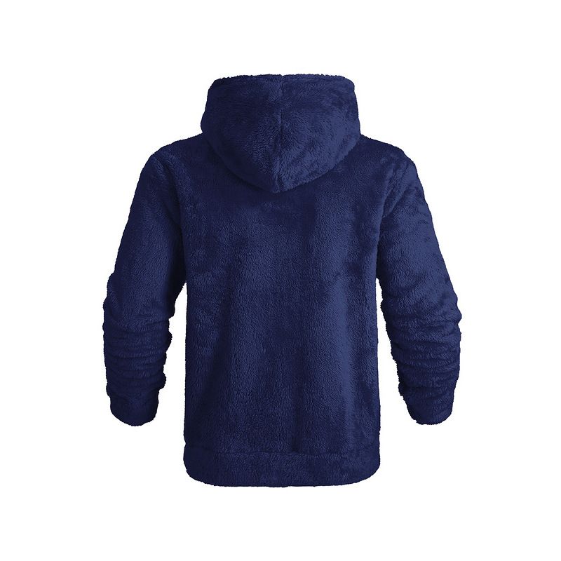 Men's American Spring and Autumn Thick Warm Double sided Velvet Jacket with Zipper Loose Cardigan, Casual Hooded Jacket