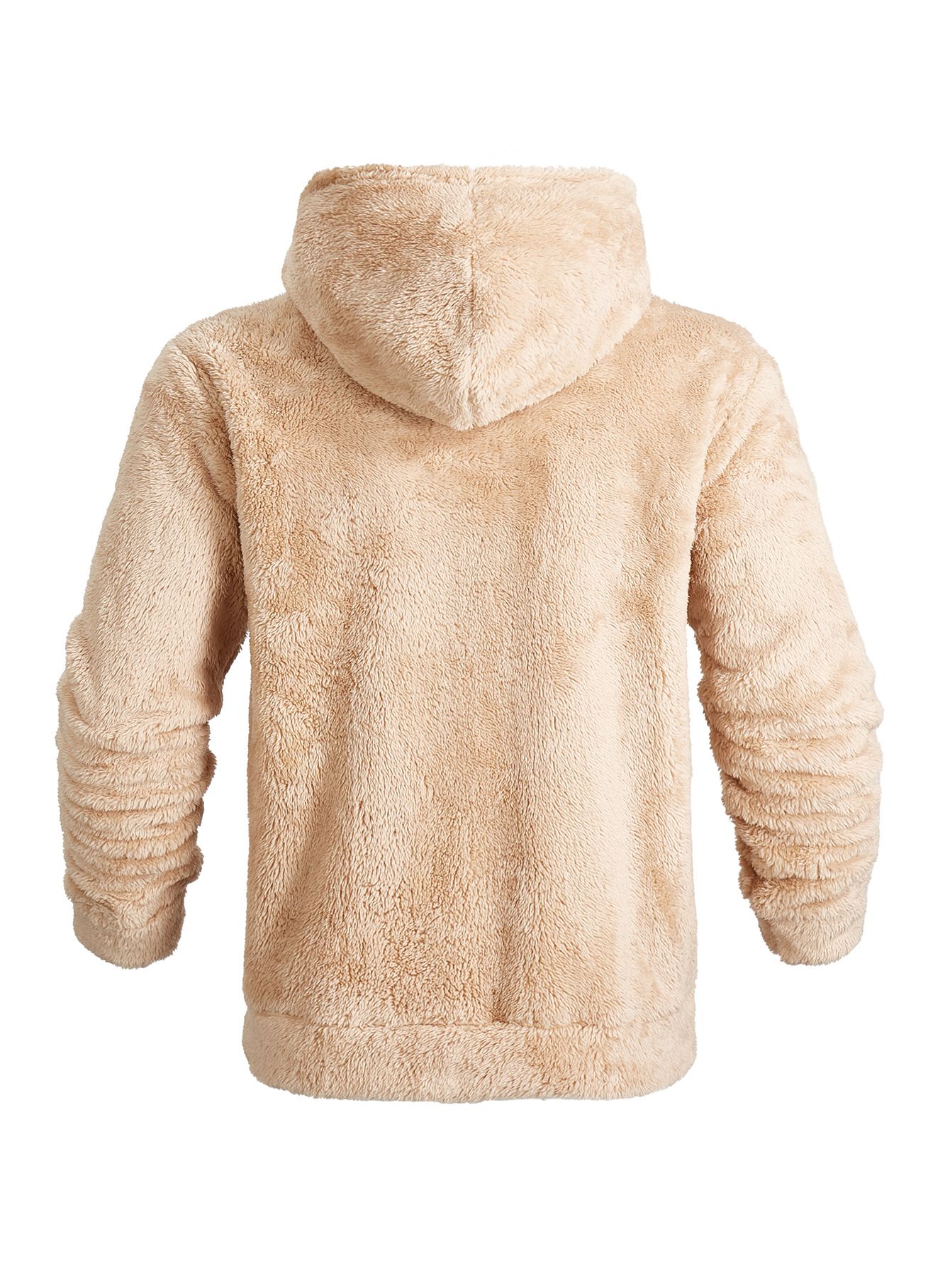 Men's American Spring and Autumn Thick Warm Double sided Velvet Jacket with Zipper Loose Cardigan, Casual Hooded Jacket