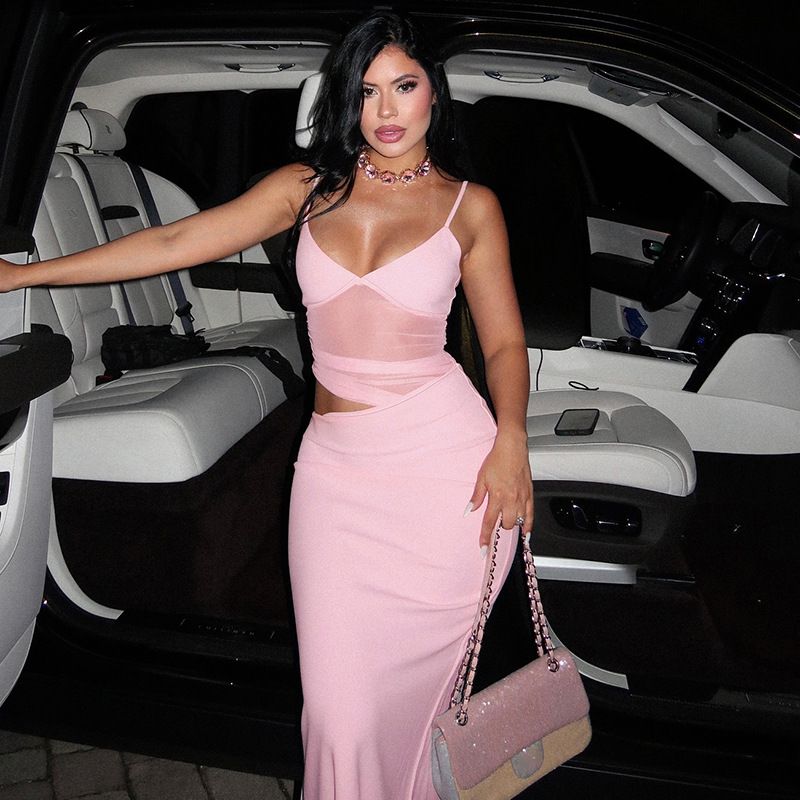 New fashionable and sexy patchwork slit mesh see through suspender dress,Hot selling in Africa, hot selling items are popular