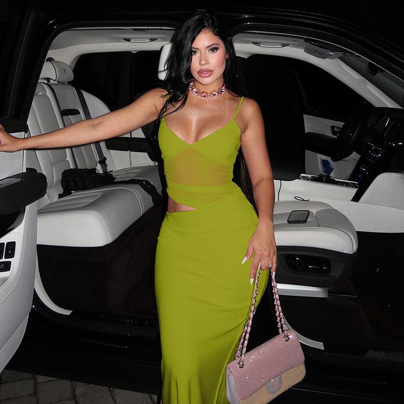 New fashionable and sexy patchwork slit mesh see through suspender dress,Hot selling in Africa, hot selling items are popular