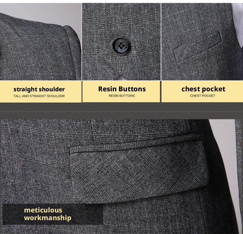 3 pcs/1 set,Men's three piece suit, slim fit suit, business professional formal suit, groom's wedding dress