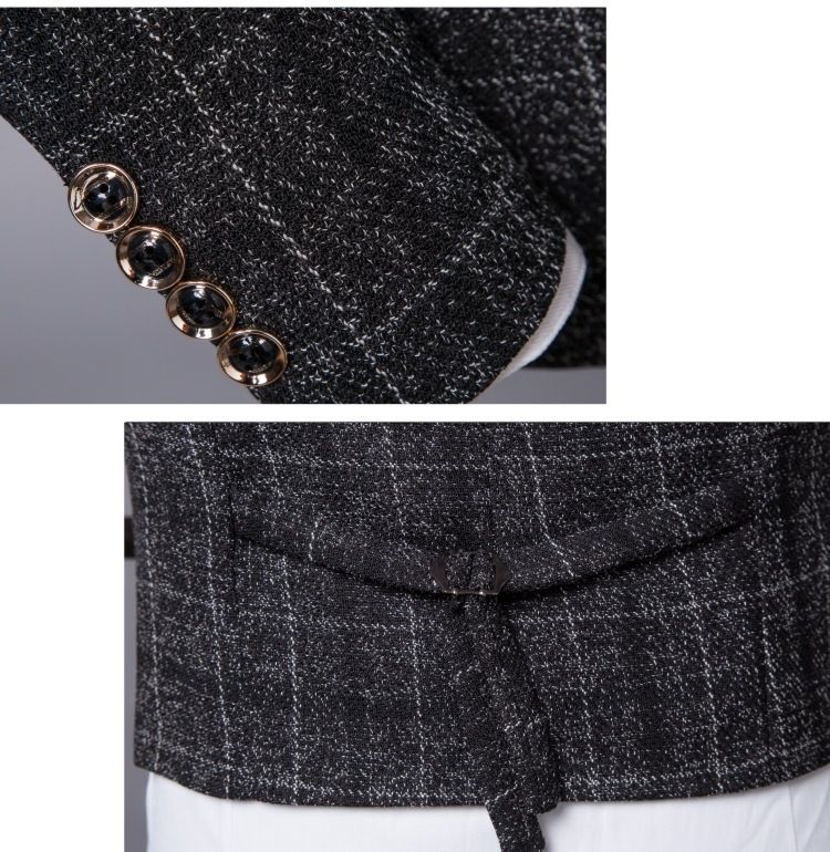 Three piece set, autumn and winter new styles, men's British slim fit checkered suit, fashionable style, men's casual dress set, trendy, suit/trousers/vest, thick style