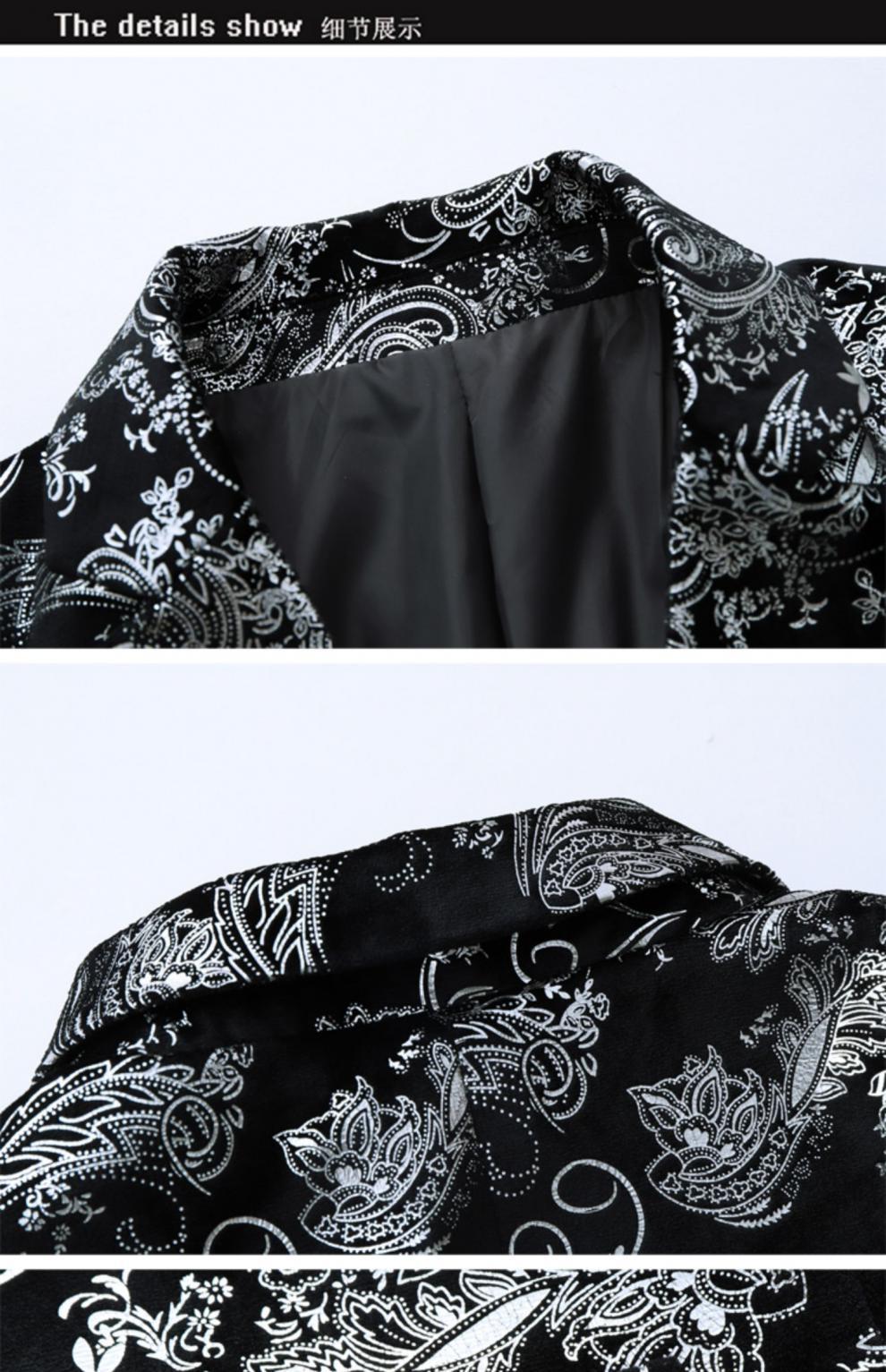 New men's one button casual suit, youth groom's wedding dress, nightclub printed suit, men's top