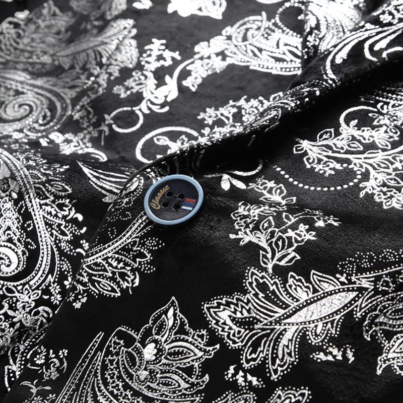 New men's one button casual suit, youth groom's wedding dress, nightclub printed suit, men's top