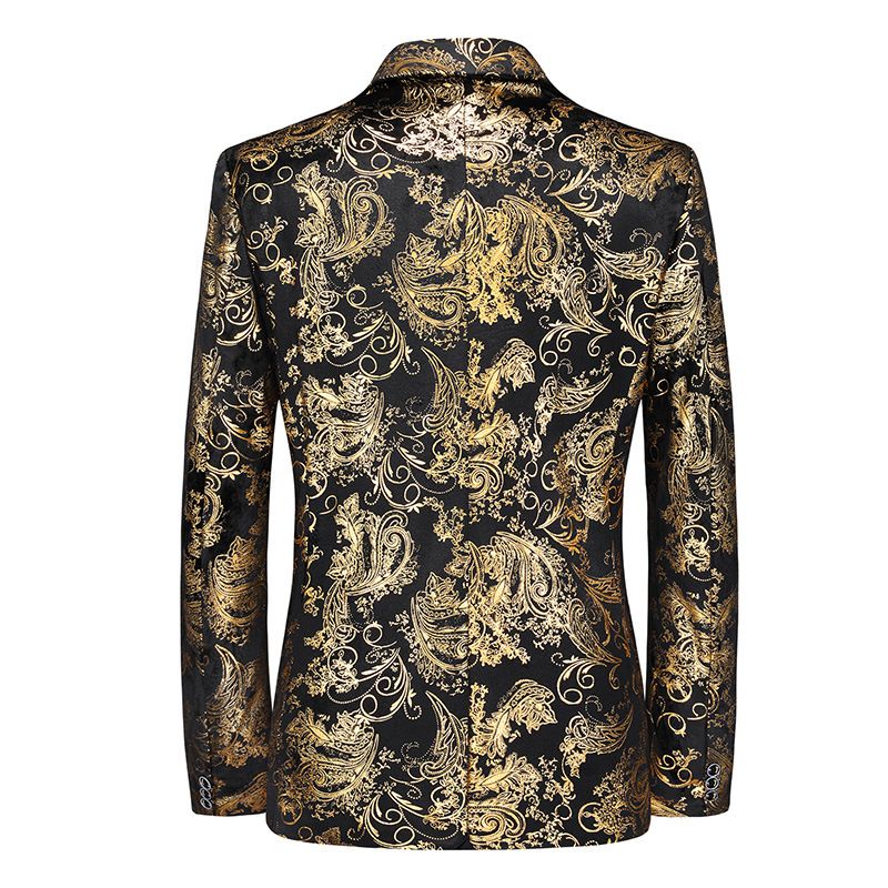 New men's one button casual suit, youth groom's wedding dress, nightclub printed suit, men's top