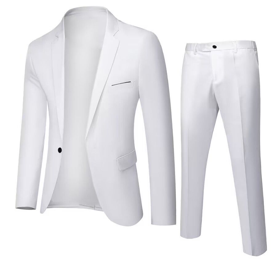 Suit men's business suit professional formal suit men's two-piece suit slim fit Korean version groomsman groom's wedding dress，thin version