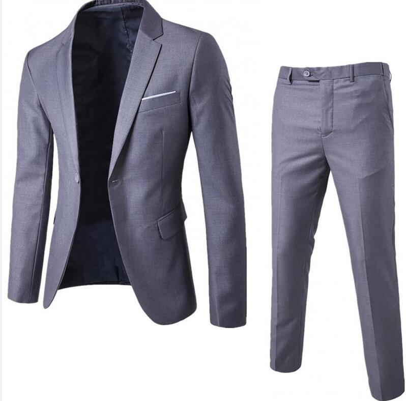 Suit men's business suit professional formal suit men's two-piece suit slim fit Korean version groomsman groom's wedding dress，thin version