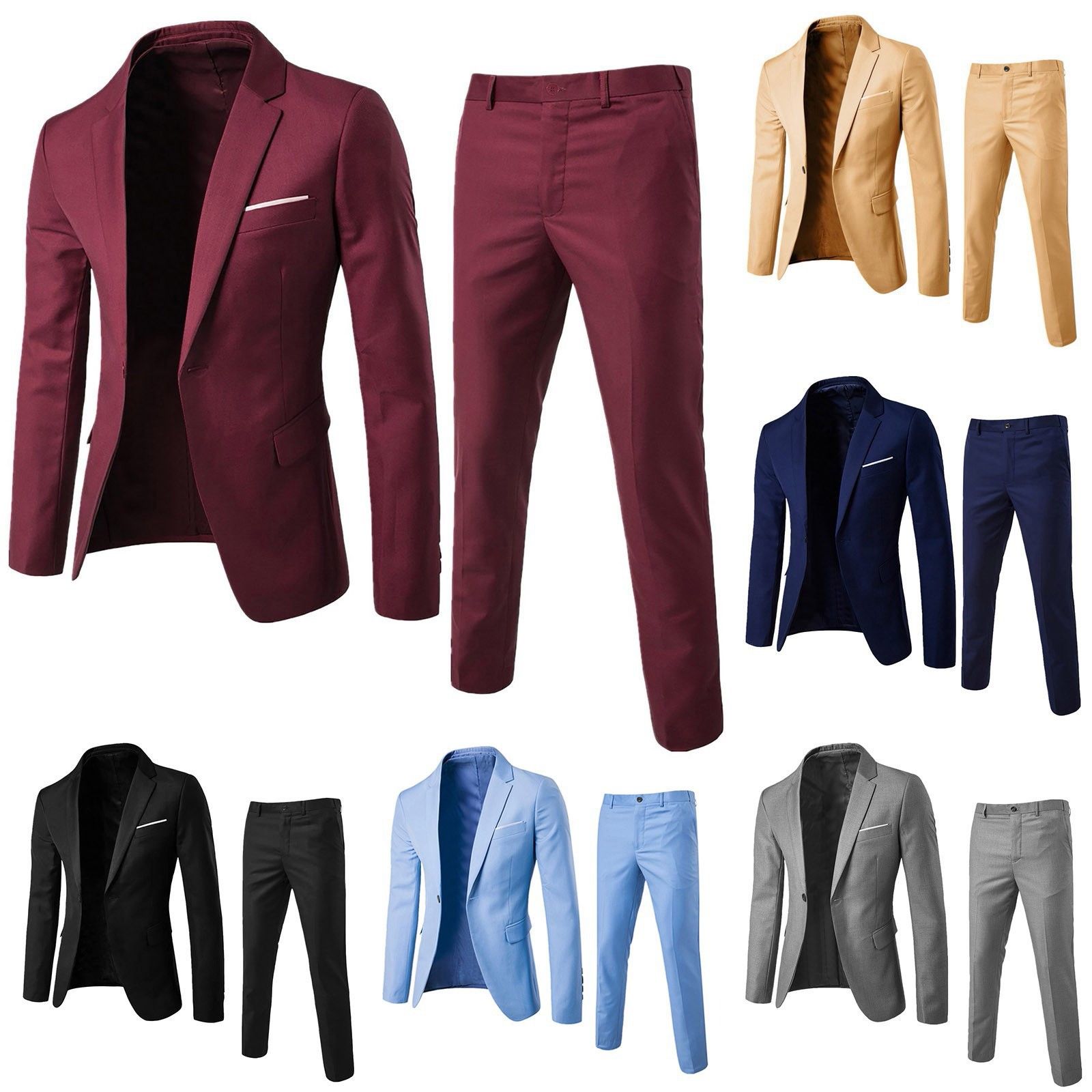 Suit men's business suit professional formal suit men's two-piece suit slim fit Korean version groomsman groom's wedding dress，thin version