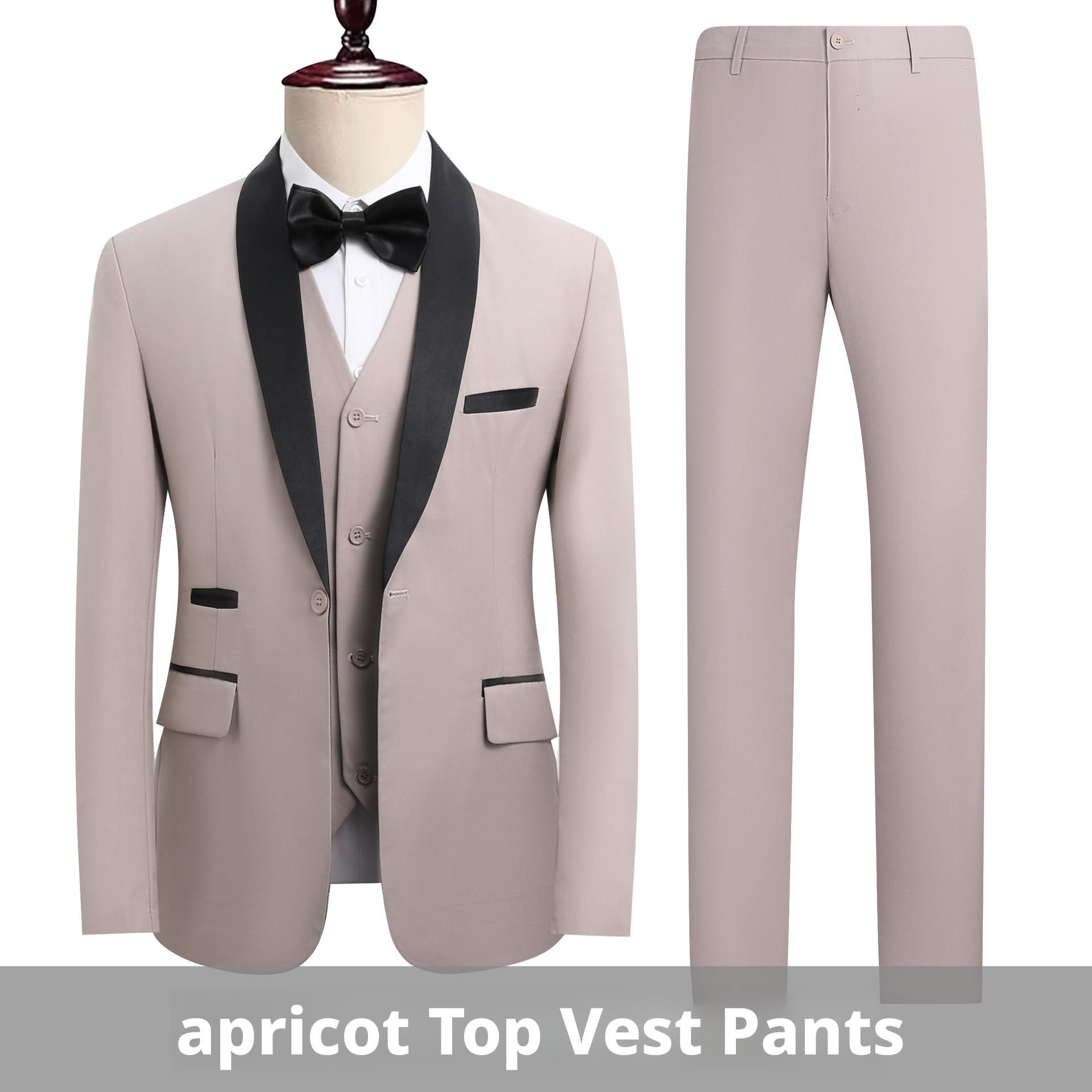 Men's suit, three piece set, green fruit collar, groom's wedding suit, men's slim fit, wine red groomsman's suit, wedding dress