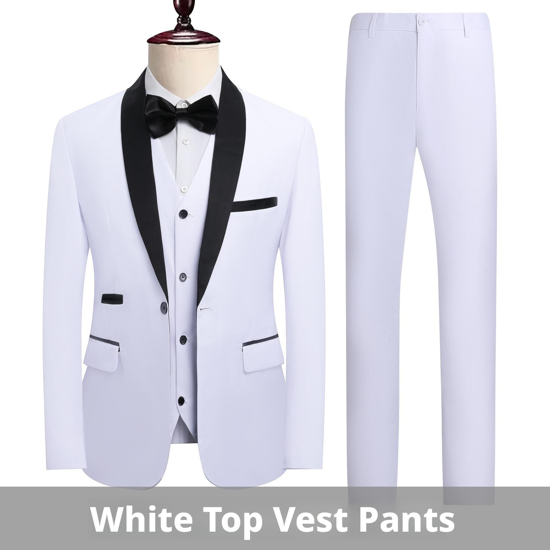 Men's suit, three piece set, green fruit collar, groom's wedding suit, men's slim fit, wine red groomsman's suit, wedding dress