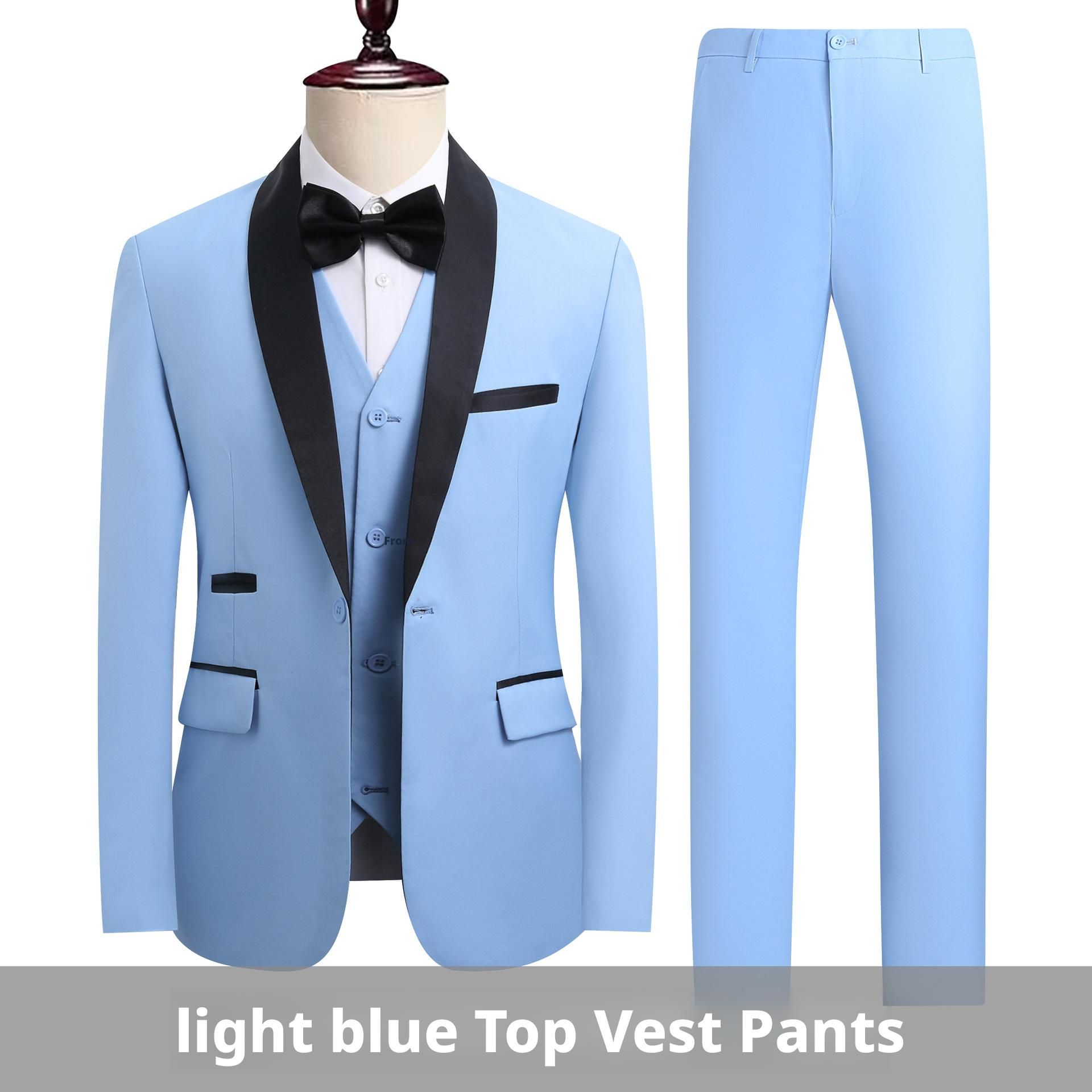 Men's suit, three piece set, green fruit collar, groom's wedding suit, men's slim fit, wine red groomsman's suit, wedding dress