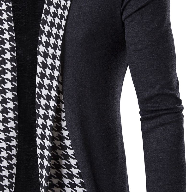 Men's Autumn and Winter New Collection: Thousand Bird Grid Door Collar Korean Edition Knitted Shirt, Men's Unbuttoned cardigan, Collar Coat