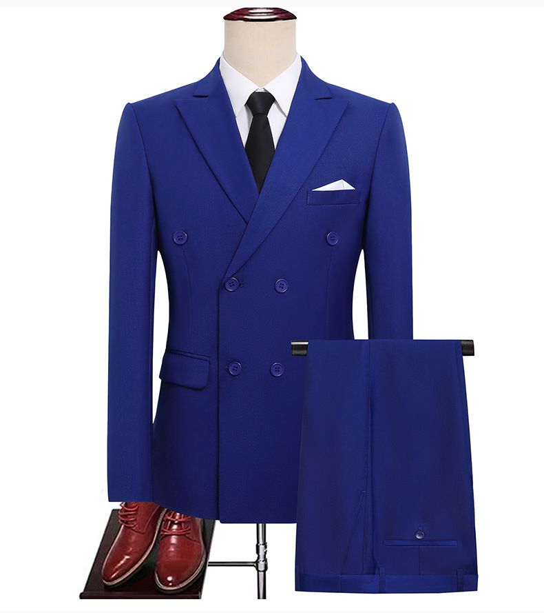 New double breasted suit set for casual groom's wedding suit, men's suit, formal dress, business slim fit men's jacket