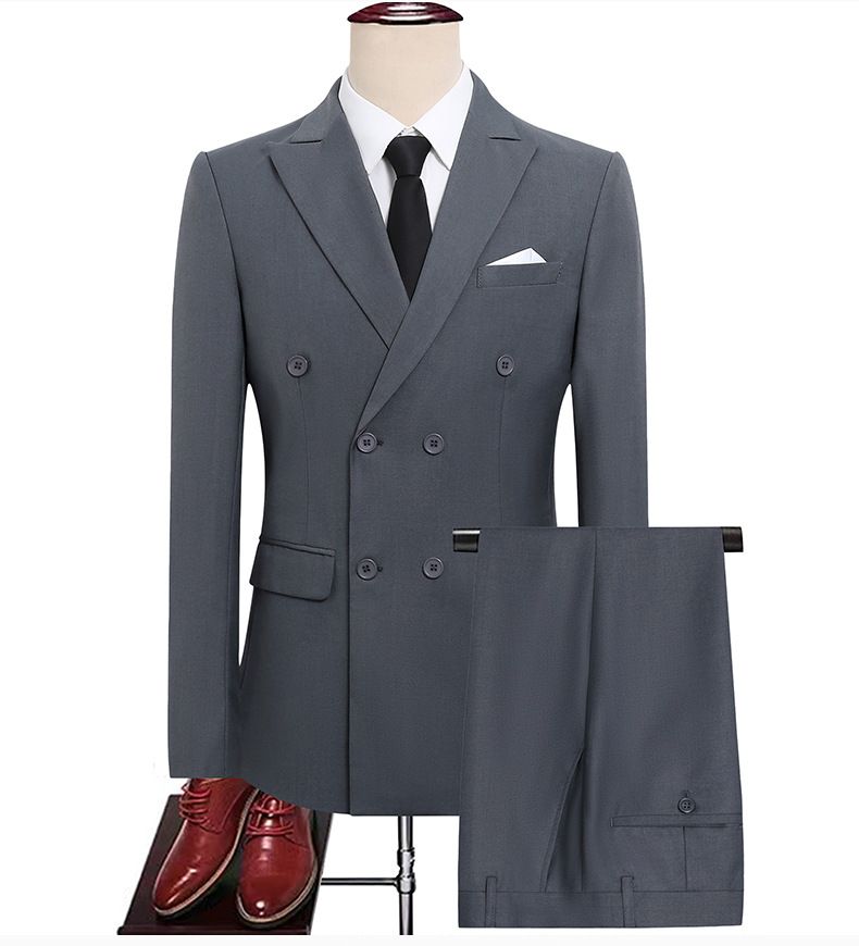 New double breasted suit set for casual groom's wedding suit, men's suit, formal dress, business slim fit men's jacket