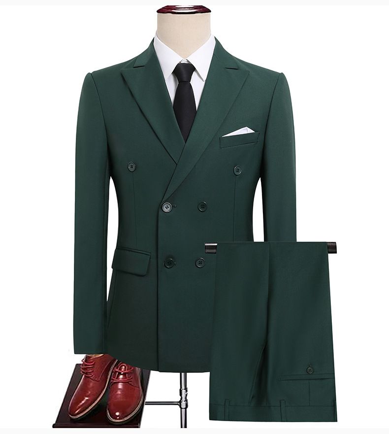 New double breasted suit set for casual groom's wedding suit, men's suit, formal dress, business slim fit men's jacket