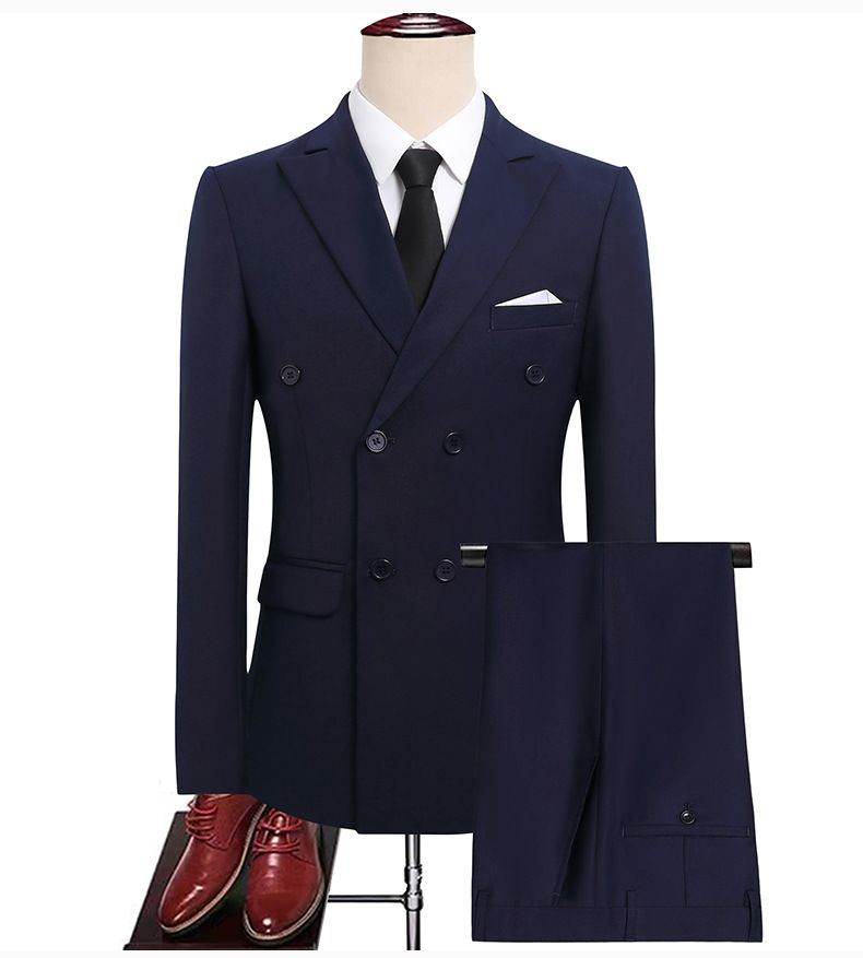 New double breasted suit set for casual groom's wedding suit, men's suit, formal dress, business slim fit men's jacket