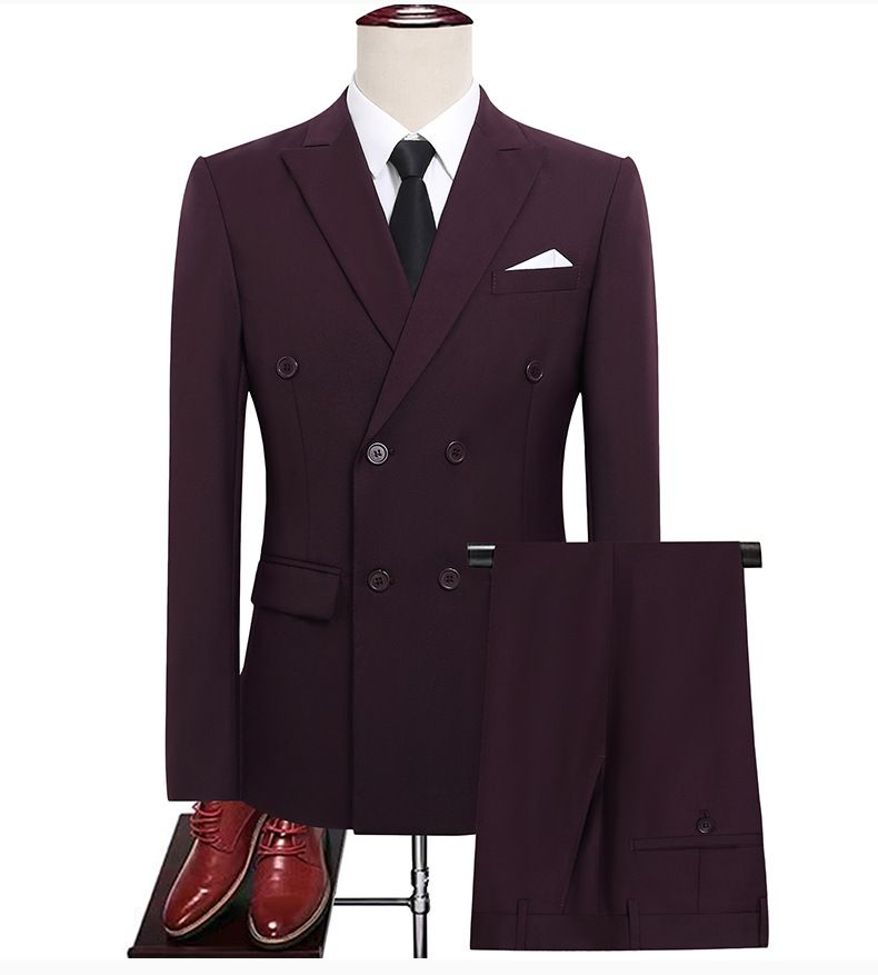 New double breasted suit set for casual groom's wedding suit, men's suit, formal dress, business slim fit men's jacket