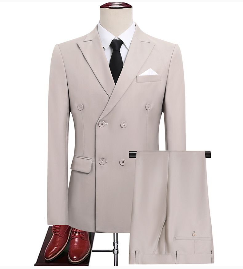 New double breasted suit set for casual groom's wedding suit, men's suit, formal dress, business slim fit men's jacket