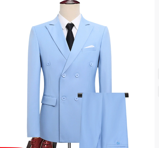 New double breasted suit set for casual groom's wedding suit, men's suit, formal dress, business slim fit men's jacket