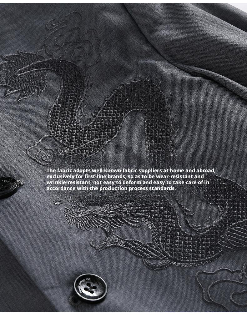 New Zhongshan suit men's suit slim fit Chinese standing collar dragon pattern Chinese style performance suit Chinese wedding dress